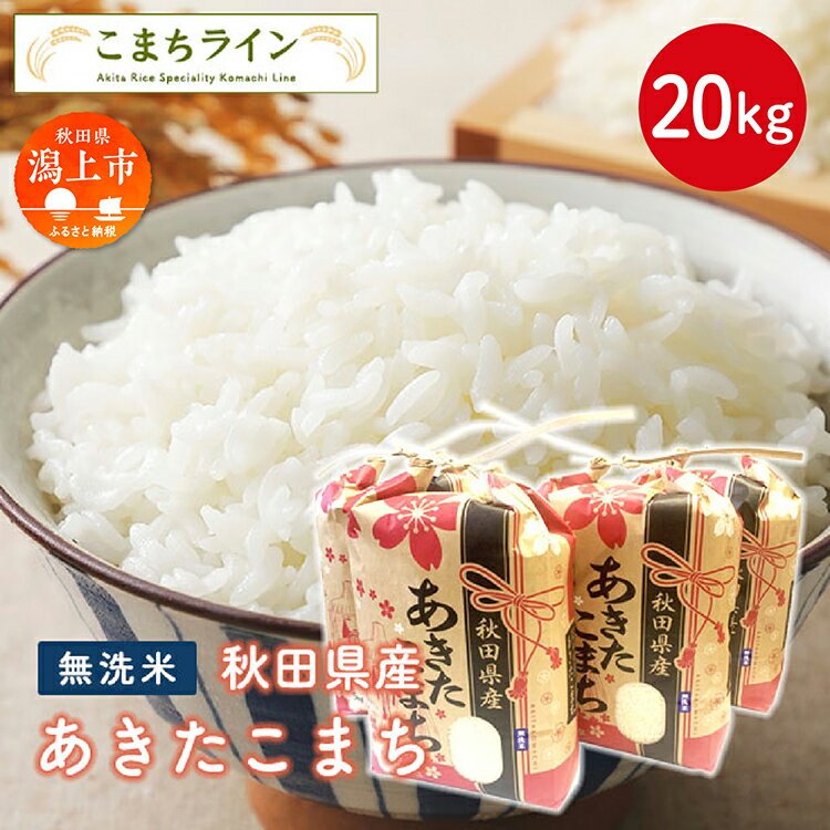 [令和6年新米先行予約開始] 無洗米 あきたこまち 20kg 米 令和5年産 一等米 訳あり わけあり 返礼品 こめ コメ 20キロ ふっくら 甘い 人気 おすすめ ランキング グルメ 故郷 ふるさと 納税 秋田 潟上 潟上市 [こまちライン]