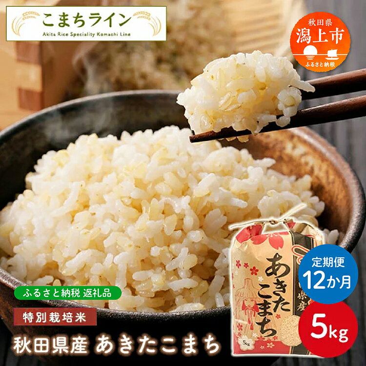 【ふるさと納税】《 定期便 》 玄米 あきたこまち 5kg × 12ヶ月 特別栽培米 米 令和4年産 一等米 訳あり わけあり 返礼品 こめ コメ 5キロ 12回 グルメ 故郷 ふるさと 納税 秋田 潟上市 一人暮らし 【こまちライン】