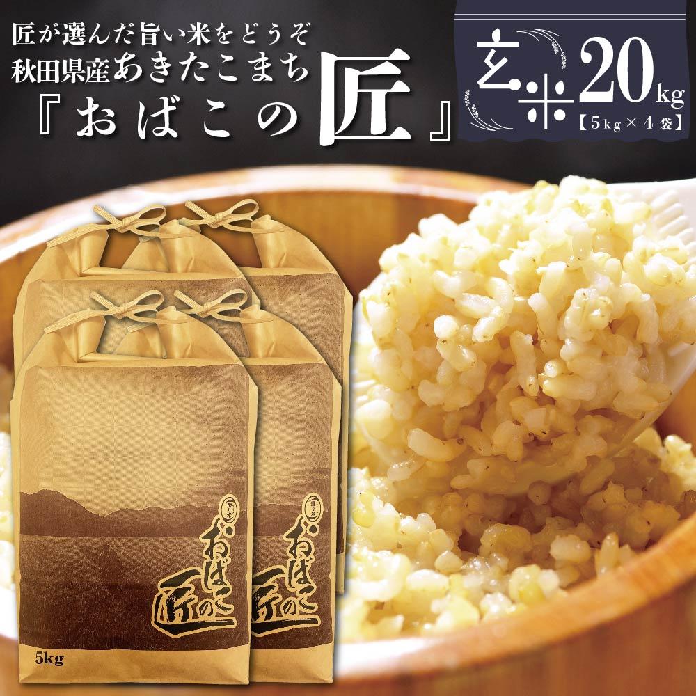 【ふるさと納税】秋田県産おばこの匠あきたこまち　20kg （5kg×4袋）玄米【令和5年産】