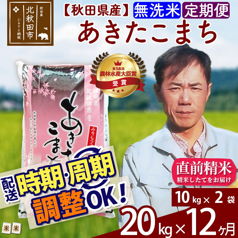 定期便12ヶ月 無洗米 秋田県産 あきたこまち kg 10kg 2袋 12回 水の郷100選 森吉山系からの清らかな水で育てたお米 農家直送 12回 12か月 12ヵ月 12カ月 12ケ月 ふるさと納税バイブル