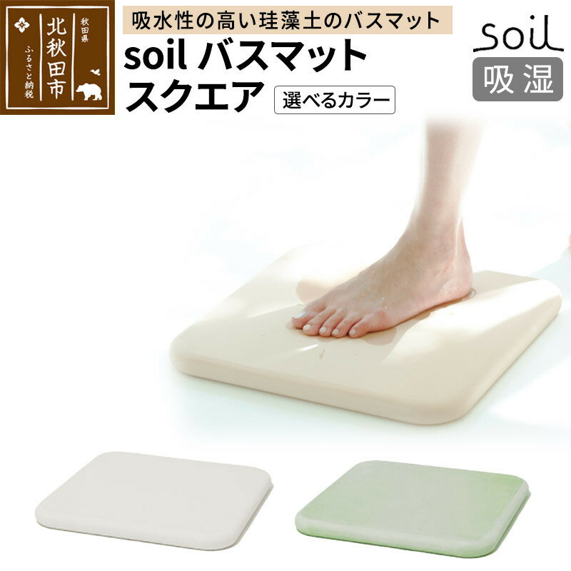 soil 　珪藻土　 【ふるさと納税】soil バスマット スクエア【ホワイト／グリーン】