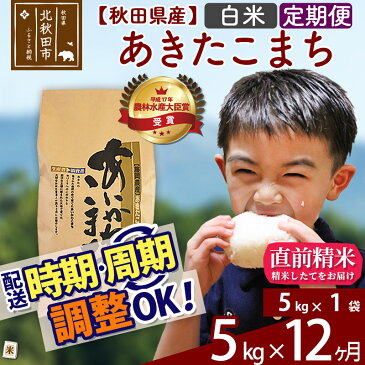 【ふるさと納税】 《定期便12ヶ月》 【白米】 秋田県産 合川地区限定 あきたこまち 5kg(5kg×1袋)×12回 あいかわこまち 農家直送 一等米 12か月 12ヵ月 12カ月 12ケ月 お米