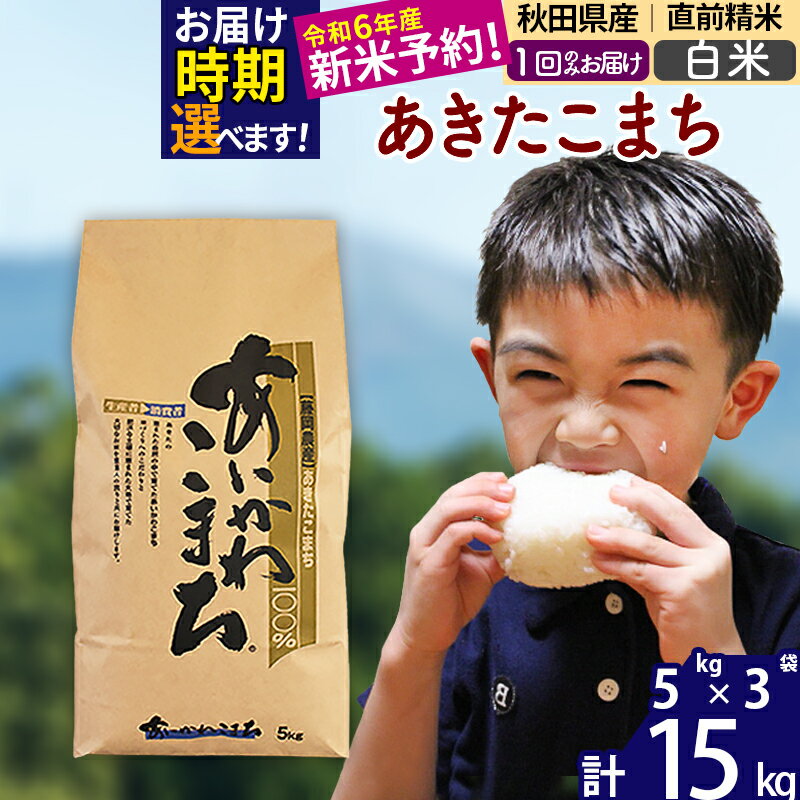 ※令和6年産 新米予約※秋田県産 あきたこまち 15kg[白米](5kg小分け袋) [1回のみお届け]2024産 お米 藤岡農産