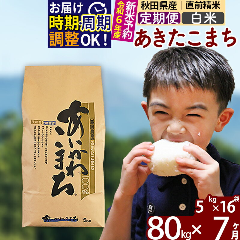 【ふるさと納税】※令和6年産 新米予約※《定期便7ヶ月》秋田県産 あきたこまち 80kg【白米】(5kg小分け袋) 2024年産 お届け周期調整可能 隔月に調整OK お米 藤岡農産