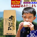 【ふるさと納税】※令和7年産 新米予約※秋田県産 あきたこまち 30kg【無洗米】(5kg小分け袋) 【1回のみお届け】2025産 お米 藤岡農産