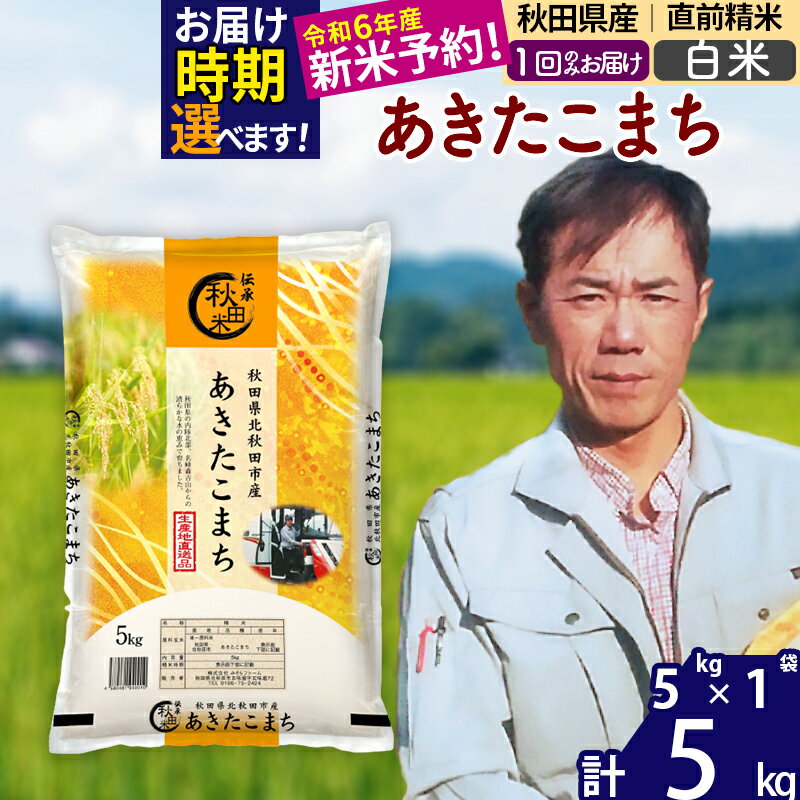 ※令和6年産 新米予約※秋田県産 あきたこまち 5kg[白米](5kg小分け袋)[1回のみお届け]2024産 お米 みそらファーム