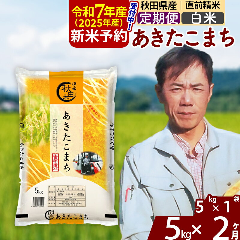 【ふるさと納税】※令和6年産 新米予約※《定期便2ヶ月》秋田県産 あきたこまち 5kg【白米】(5kg小分け袋) 2024年産 お届け周期調整可能 隔月に調整OK お米 みそらファーム