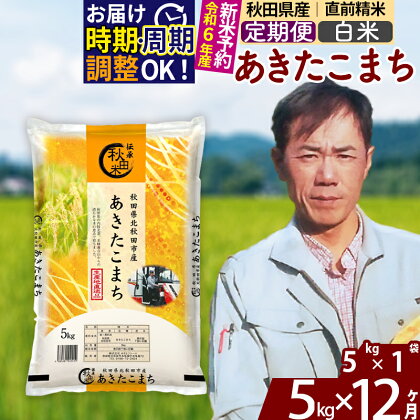 ※令和6年産 新米予約※《定期便12ヶ月》秋田県産 あきたこまち 5kg【白米】(5kg小分け袋) 2024年産 お届け周期調整可能 隔月に調整OK お米 みそらファーム