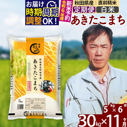 ※令和6年産 新米予約※《定期便11ヶ月》秋田県産 あきたこまち 30kg【白米】(5kg小分け袋) 2024年産 お届け周期調整可能 隔月に調整OK お米 みそらファーム