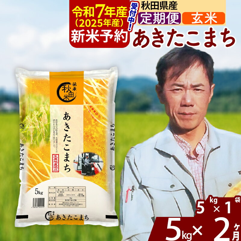 【ふるさと納税】※令和6年産 新米予約※《定期便2ヶ月》秋田県産 あきたこまち 5kg【玄米】(5kg小分け袋) 2024年産 お届け周期調整可能 隔月に調整OK お米 みそらファーム