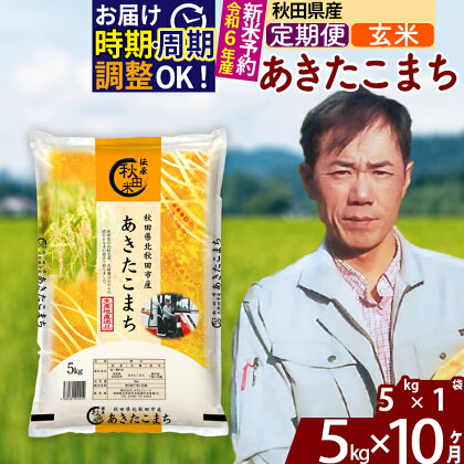 ※令和6年産 新米予約※《定期便10ヶ月》秋田県産 あきたこまち 5kg【玄米】(5kg小分け袋) 2024年産 お届け周期調整可能 隔月に調整OK お米 みそらファーム