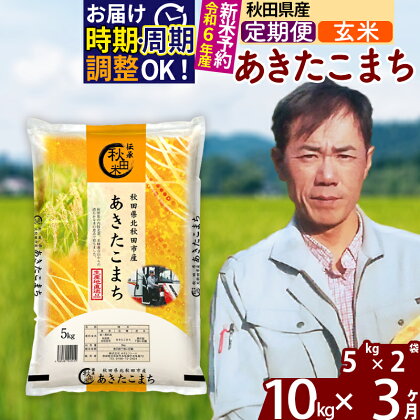 ※令和6年産 新米予約※《定期便3ヶ月》秋田県産 あきたこまち 10kg【玄米】(5kg)2024年産 お届け周期調整可能 隔月に調整OK お米 みそらファーム