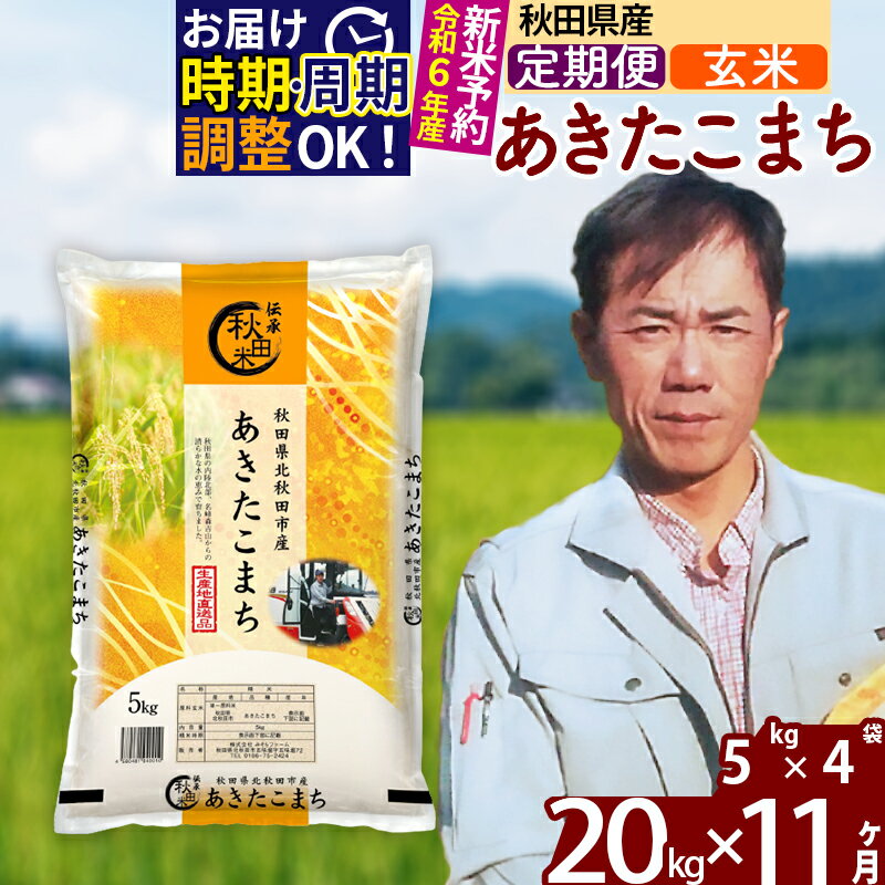 【ふるさと納税】※令和6年産 新米予約※《定期便11ヶ月》秋田県産 あきたこまち 20kg【玄米】(5kg) 2024年産 お届け周期調整可能 隔月に調整OK お米 みそらファーム