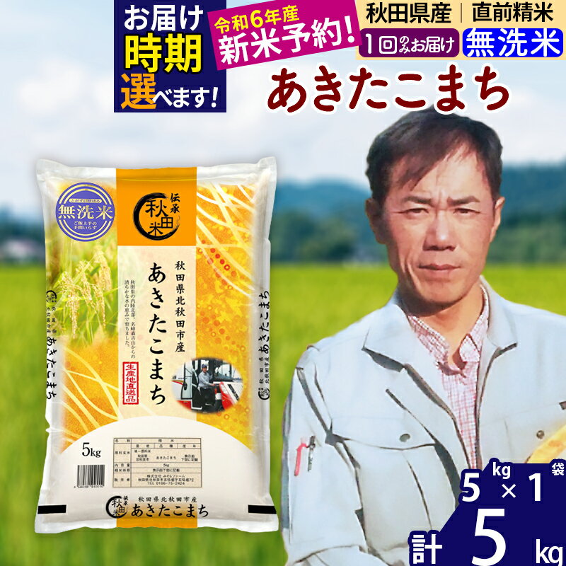 ※令和6年産 新米予約※秋田県産 あきたこまち 5kg[無洗米](5kg小分け袋)[1回のみお届け]2024産 お米 みそらファーム