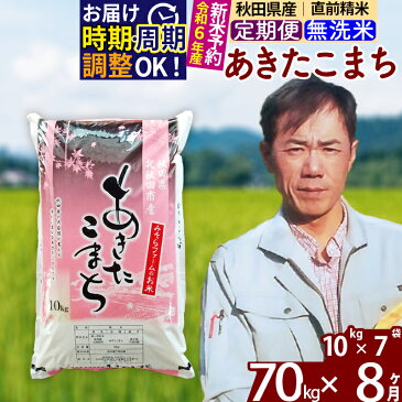 【ふるさと納税】 《定期便8ヶ月》 【無洗米】 秋田県産 あきたこまち 70kg (10kg×7袋)×8回 計560kg 令和3年産 時期選べる新米 令和4年 お届け周期調整可能 隔月に調整OK 一等米 8か月 8ヵ月 8カ月 8ケ月 70キロ お米