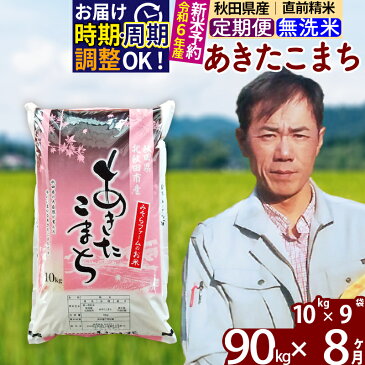 【ふるさと納税】 《定期便8ヶ月》 【無洗米】 秋田県産 あきたこまち 90kg (10kg×9袋)×8回 計720kg 令和3年産 時期選べる新米 令和4年 お届け周期調整可能 隔月に調整OK 一等米 8か月 8ヵ月 8カ月 8ケ月 90キロ お米