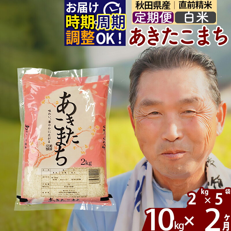 【ふるさと納税】《定期便2ヶ月》秋田県産 あきたこまち 10kg【白米】(2kg小分け袋) 令和5年産 発送時期が選べる 隔月お届けOK お米 おおもり