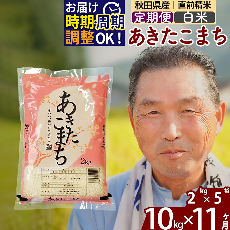 【ふるさと納税】 《定期便11ヶ月》 【白米】 秋田県産 あきたこまち 10kg (2kg×5袋)×11回 計110kg 令和3年産 時期選べる新米 令和4年 お届け周期調整可能 隔月に調整OK 一等米 11か月 11ヵ月 11カ月 11ケ月 10キロ お米