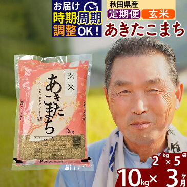 【ふるさと納税】 《定期便3ヶ月》 【玄米】 秋田県産 あきたこまち 10kg (2kg×5袋)×3回 計30kg 令和3年産 時期選べる新米 令和4年 お届け周期調整可能 隔月に調整OK 一等米 3か月 3ヵ月 3カ月 3ケ月 10キロ お米