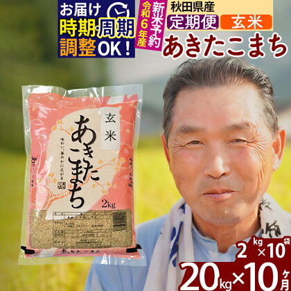 《定期便10ヶ月》秋田県産 あきたこまち 20kg【玄米】(2kg小分け袋) 令和5年産 発送時期が選べる 隔月お届けOK お米 おおもり 令和6年産 新米予約