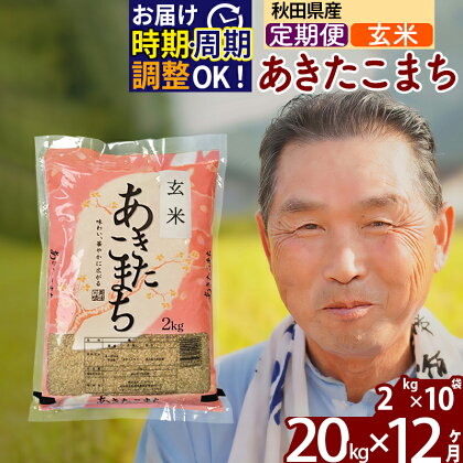 《定期便12ヶ月》秋田県産 あきたこまち 20kg【玄米】(2kg小分け袋) 令和5年産 発送時期が選べる 隔月お届けOK お米 おおもり