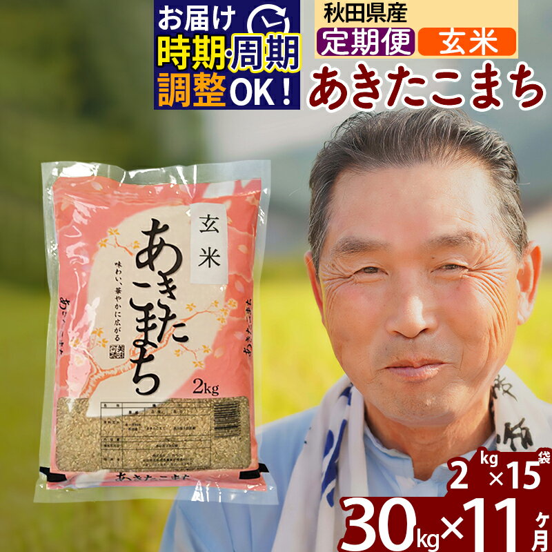 【ふるさと納税】 《定期便11ヶ月》 【玄米】 秋田県産 あきたこまち 30kg (2kg×15袋)×11回 計330kg 令和3年産 時期選べる新米 令和4年 お届け周期調整可能 隔月に調整OK 一等米 11か月 11ヵ月 11カ月 11ケ月 30キロ お米