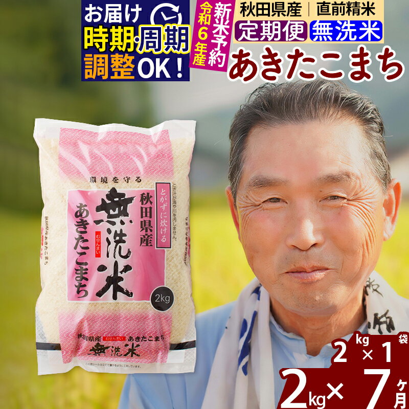 【ふるさと納税】《定期便7ヶ月》秋田県産 あきたこまち 2kg【無洗米】(2kg小分け袋) 令和5年産 発送時期が選べる 隔月お届けOK お米 おおもり 令和6年産 新米予約