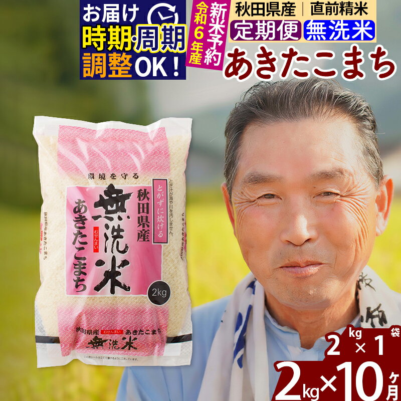 【ふるさと納税】《定期便10ヶ月》秋田県産 あきたこまち 2kg【無洗米】(2kg小分け袋) 令和5年産 発送時期が選べる 隔月お届けOK お米 おおもり 令和6年産 新米予約