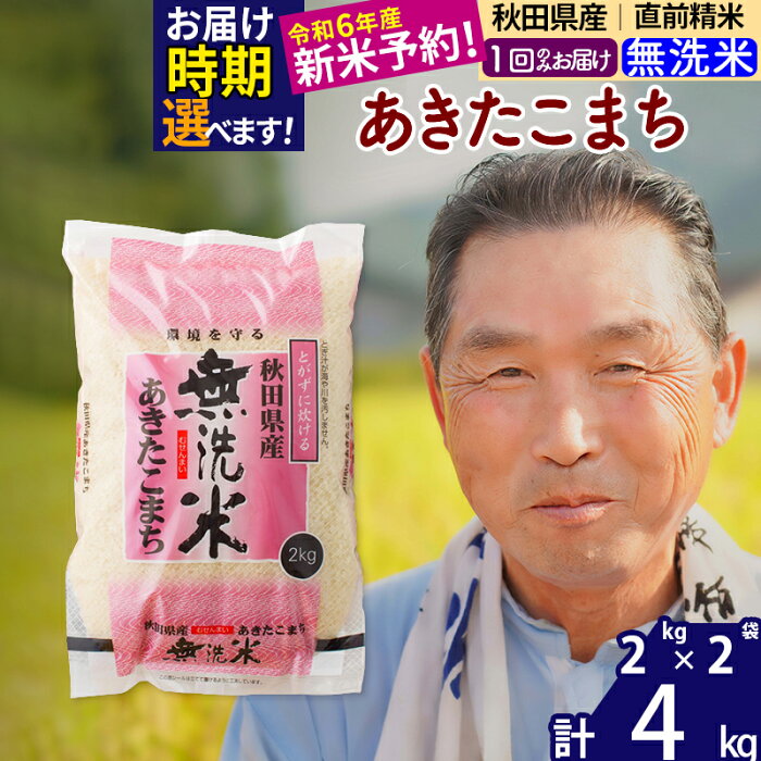 【ふるさと納税】 ★翌日発送あり★ 【無洗米】 秋田県産 あきたこまち 4kg (2kg×2袋) 令和3年産 お届け時期選べる新米 令和4年 一等米 4キロ お米 配送時期選べる