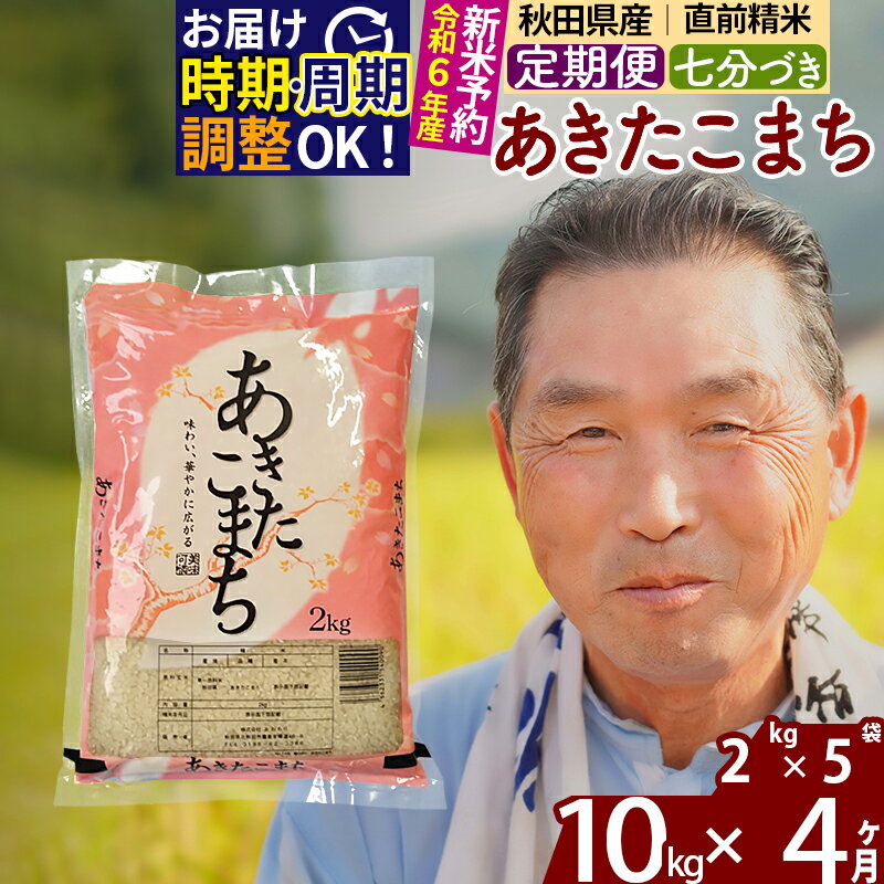 《定期便4ヶ月》秋田県産 あきたこまち 10kg(2kg小分け袋) 令和5年産 発送時期が選べる 隔月お届けOK お米 おおもり 令和6年産 新米予約