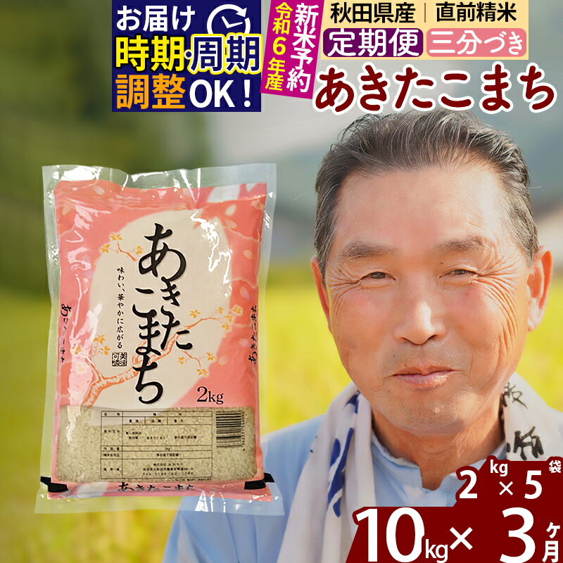 【ふるさと納税】《定期便3ヶ月》秋田県産 あきたこまち 10kg【3分づき】(2kg小分け袋) 令和5年産 発送時期が選べる 隔月お届けOK お米 おおもり 令和6年産 新米予約