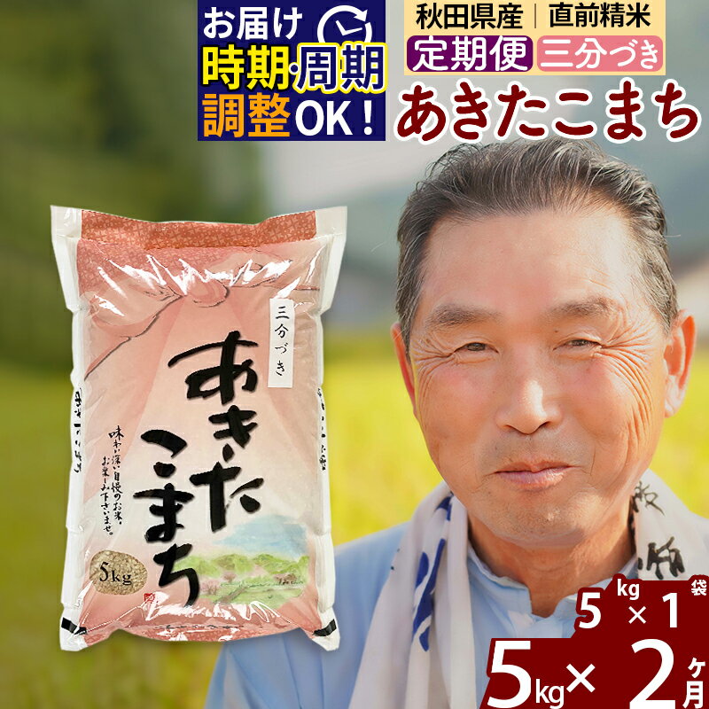 【ふるさと納税】《定期便2ヶ月》秋田県産 あきたこまち 5kg【3分づき】(5kg小分け袋) 令和5年産 発送時期が選べる 隔月お届けOK お米 おおもり 令和6年産 新米予約