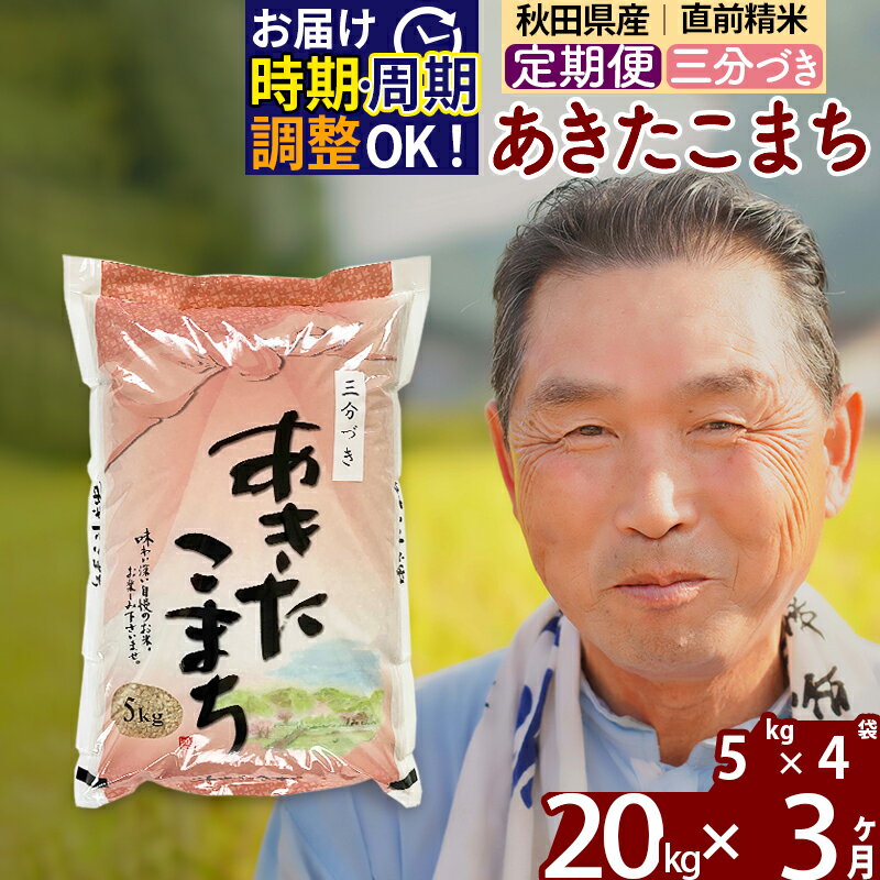 【ふるさと納税】《定期便3ヶ月》秋田県産 あきたこまち 20kg【3分づき】(5kg小分け袋) 令和5年産 発送時期が選べる 隔月お届けOK お米 おおもり 令和6年産 新米予約