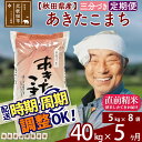 【ふるさと納税】 【三分づき】 《定期便5ヶ月》 秋田県産あきたこまち40kg(5kg×8袋)×5回 食べやすい玄米食 一等米 農産物検査員がいるお店 5か月 5ヵ月 5カ月 5ケ月 40キロ お米