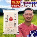 【ふるさと納税】※令和7年産 新米予約※秋田県産 あきたこまち 30kg【無洗米】(5kg小分け袋)【1回のみお届け】2025年産 お米 すずき農産