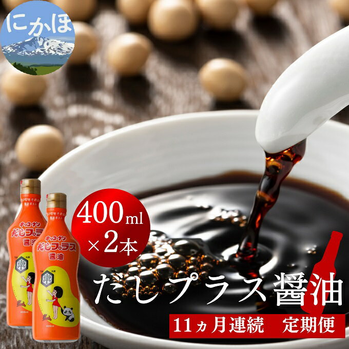 【ふるさと納税】だしプラス醤油 400ml×2本 11ヶ月定期便（しょうゆ 調味料 11ヵ月）　【定期便・しょうゆ 調味料 醤油 甘口醤油】