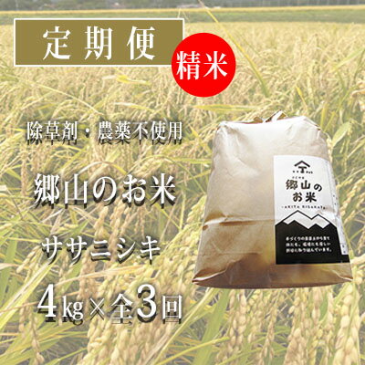 【ふるさと納税】秋田県産ササニシキ（精米）郷山のお米4kg（2kg×2袋）×3ヶ月定期便（3回 3ヵ月）　【定期便・米 お米 ササニシキ】