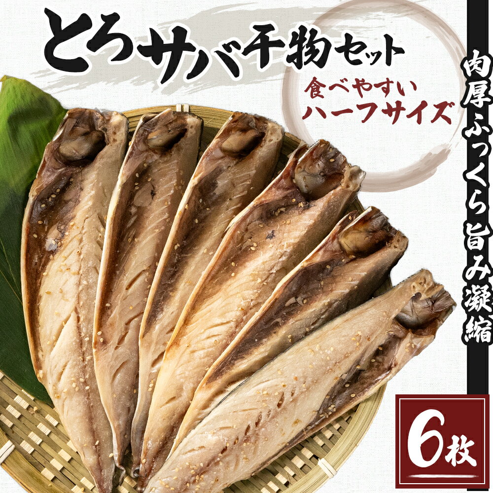 53位! 口コミ数「1件」評価「5」《お試し・おひとり様用》食べやすいハーフサイズ とろサバの干物 詰合せ(6枚)　【魚貝類・干物・鯖・サバ・詰合せ】