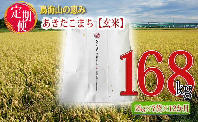 【ふるさと納税】《定期便》14kg×12ヶ月 秋田県産 あきたこまち 玄米 2kg×7袋 神宿る里の米「ひの米」（お米 小分け）　【定期便・ ご飯 主食 ライス にかほ市 釜ヶ台 国産 おにぎり お弁当 12回 1年 お届け 】