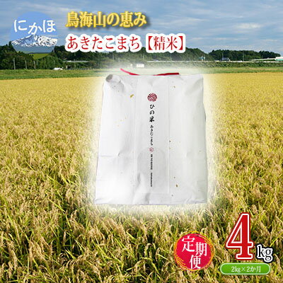 【ふるさと納税】《定期便》2kg×2ヶ月 鳥海山の恵み！秋田県産 あきたこまち ひの米（精米）計4kg（2kg×2回連続）　【定期便・ お米 精米 美味しい 寒暖差 神宿る里の米 自然 無病息災 悪疫退散 ご利益 祝い 】