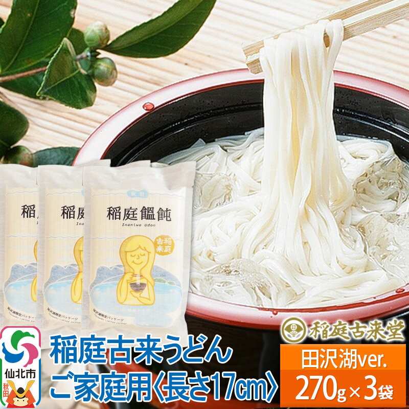 稲庭古来うどん ご家庭用 田沢湖Ver 270g × 3袋 [長さ 17cm] 稲庭うどん 麺 [ゆうパケット] [伝統製法認定]