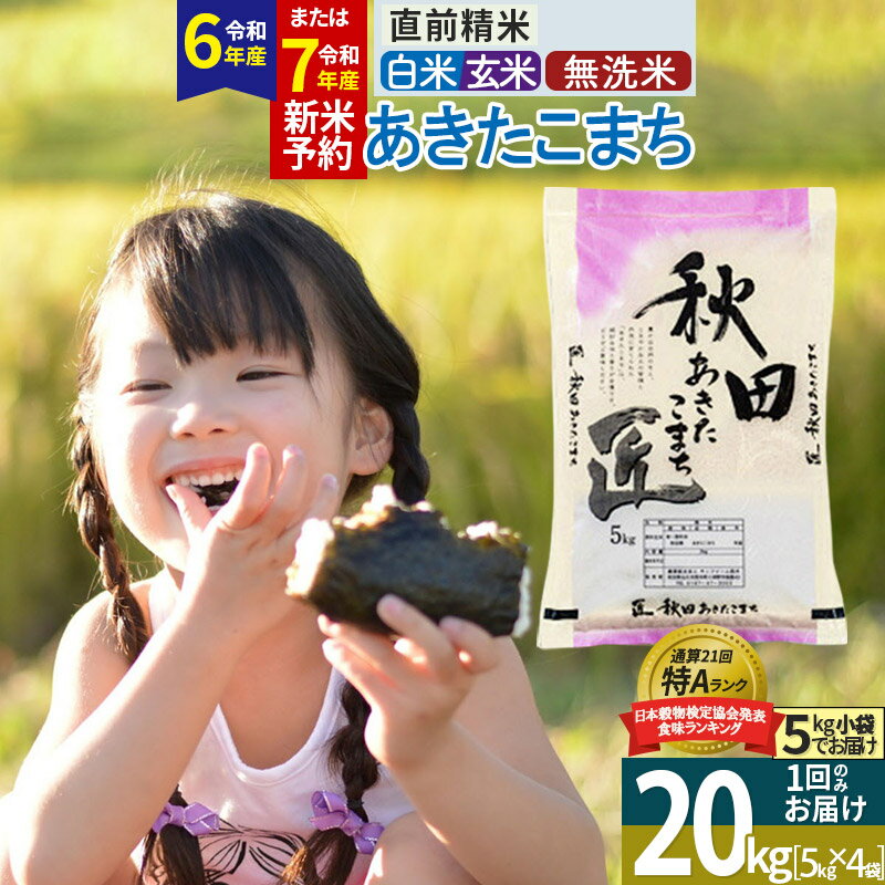 【ふるさと納税】【白米/玄米/無洗米 選べる】＜新米＞秋田県産 あきたこまち 20kg (5kg×4袋) 20キロ お米 令和5年産 配送時期選べるのサムネイル