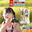 【ふるさと納税】【無洗米】※R7新米予約※《定期便3ヶ月》秋田県産 あきたこまち 25kg (5kg×5袋) ×3回 令和7年産 お米 新米