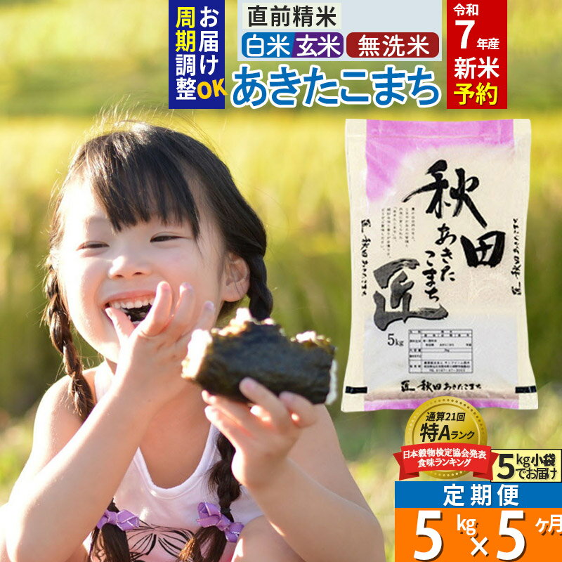【ふるさと納税】【白米/玄米/無洗米 選べる】《定期便5ヶ月》秋田県産 あきたこまち 5kg (5kg×1袋)×5回 計25kg 令和5年産 新米先行受付 （収穫後順次発送）一等米 5か月 5ヵ月 5カ月 5ケ月 5キロ お米のサムネイル