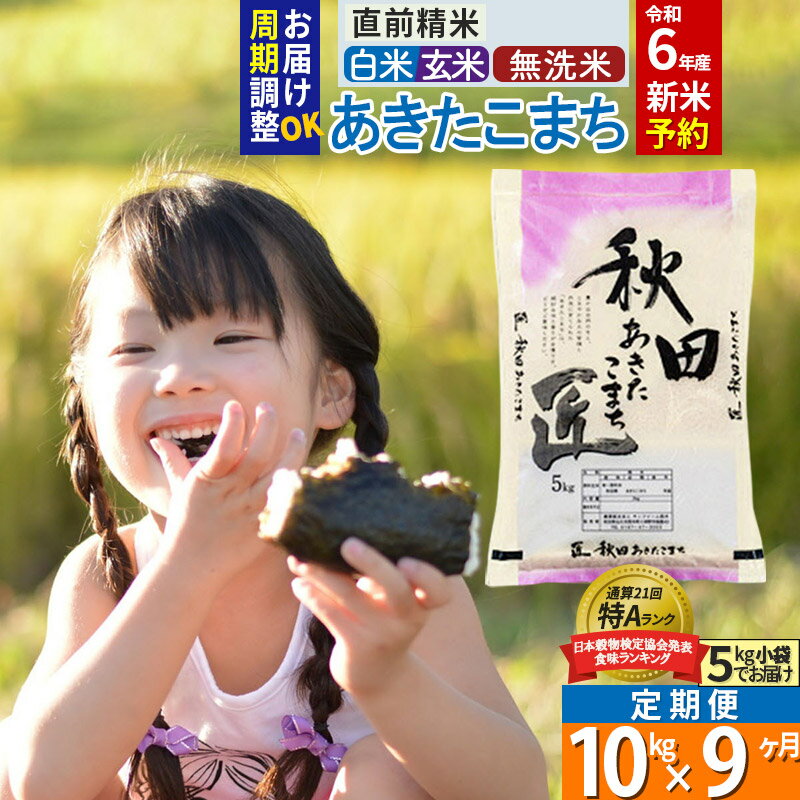【ふるさと納税】【白米/玄米/無洗米】※新米予約※《定期便9ヶ月》秋田県産 あきたこまち 10kg (5kg×2袋)×9回 令和6年産 周期調整OK 隔月配送OK お米