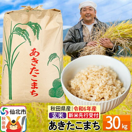 先行予約※10月中旬頃～発送【玄米】令和6年産 新米 先行受付 秋田県産 あきたこまち 30kg 30キロ お米 仙北市