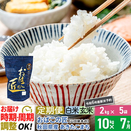 【白米/玄米 選べる】《定期便7ヶ月》令和5年産 仙北市産 おばこの匠 10kg（2kg×5袋）×7回 計70kg 秋田県産あきたこまち 7か月 7ヵ月 7カ月 7ケ月 秋田こまち お米 発送時期が選べる