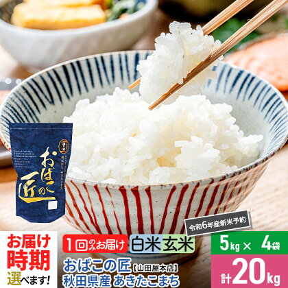 【白米/玄米 選べる】令和5年産 仙北市産 おばこの匠 20kg（5kg×4袋）秋田県産あきたこまち 秋田こまち お米 発送時期が選べる