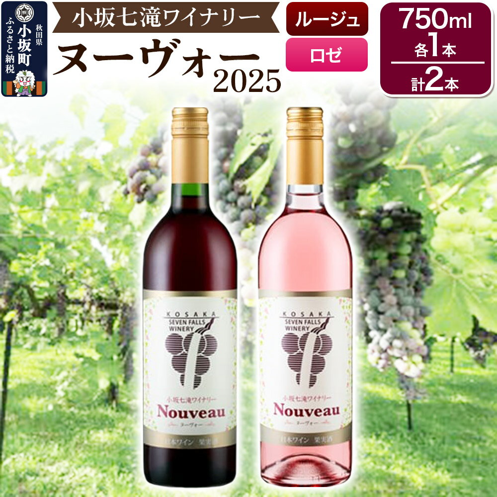 ワイン 小坂七滝ワイナリー ヌーヴォー2025 2本セット (ルージュ・ロゼ 750ml×各1本)
