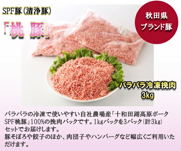 【ふるさと納税】豚のパラパラ冷凍挽肉3kg